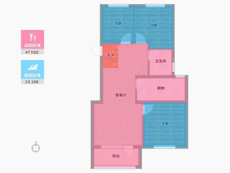 辽宁省-沈阳市-沈阳孔雀城孔雀杉路（23，25，17，19号楼）85m²-67.99-户型库-动静分区