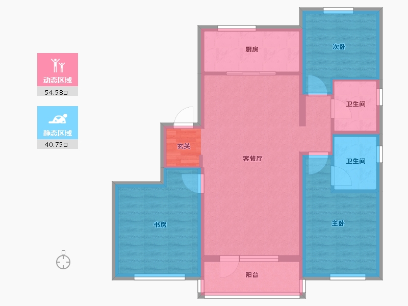 辽宁省-沈阳市-沈阳孔雀城孔雀杉路（23，25，7，19号楼）106m²-84.80-户型库-动静分区