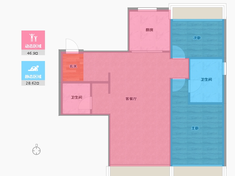 辽宁省-沈阳市-万科明日之光雪莲街东(B1,B7,B8,B6栋)105m²-69.33-户型库-动静分区