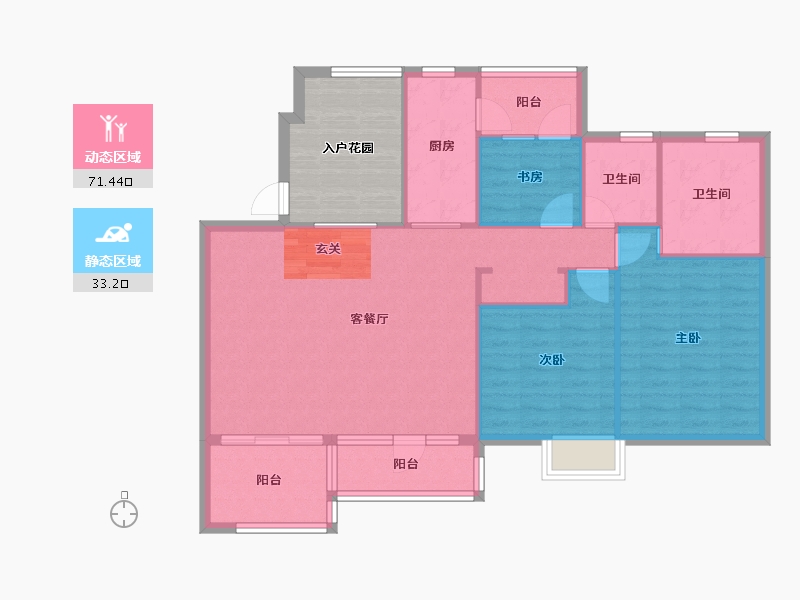 辽宁省-沈阳市-万科明日之光雪莲街东（A7，A8，A13，A9，A10栋)135m²-104.61-户型库-动静分区