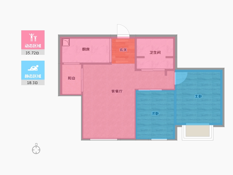 辽宁省-沈阳市-万科明日之光雪莲街东(A27，A29，A28）73m²-48.94-户型库-动静分区