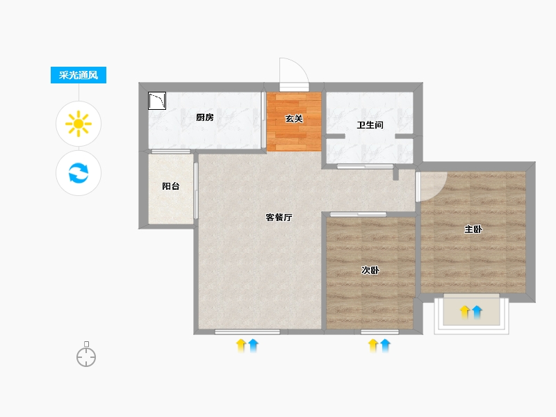 辽宁省-沈阳市-万科明日之光雪莲街东(A27，A29，A28）73m²-48.94-户型库-采光通风