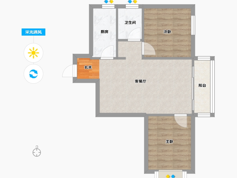 辽宁省-沈阳市-万科明日之光雪莲街东(A27，A29，A28栋）76m²-51.53-户型库-采光通风