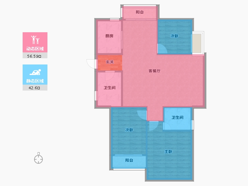 辽宁省-沈阳市-万科明日之光雪莲街东(A4，A1，A2，A3栋)133m²-90.94-户型库-动静分区