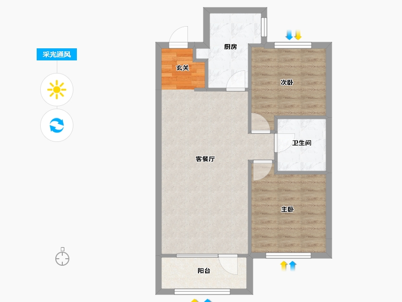 辽宁省-沈阳市-泰盈十里锦城雪莲街（8，3，G5号楼）85m²-64.61-户型库-采光通风