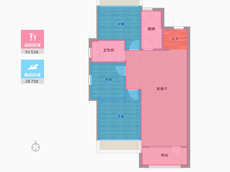 辽宁省-沈阳市-泰盈十里锦城苏家屯区雪莲街（6号楼，9号楼）96m²-72.05-户型库-动静分区