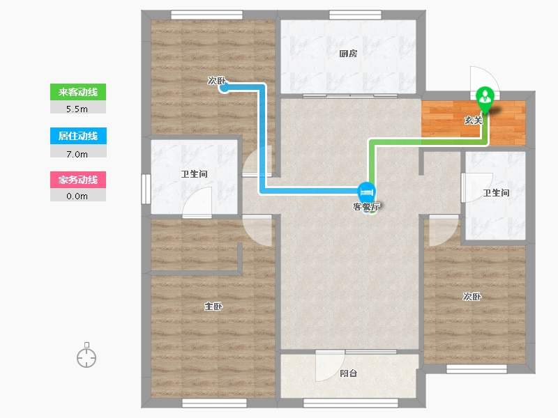 辽宁省-沈阳市-泰盈十里锦城雪莲街（8号，3，G5号楼）116m²-87.55-户型库-动静线