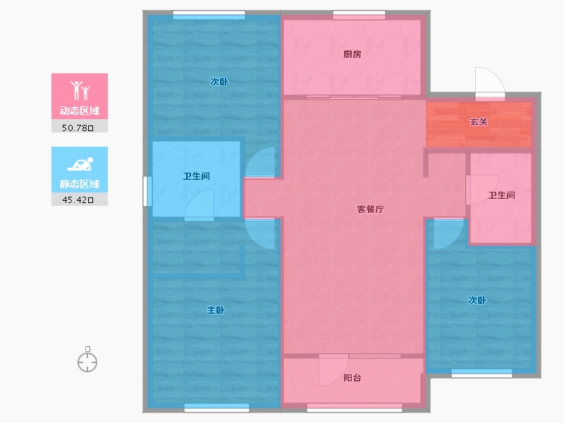 辽宁省-沈阳市-泰盈十里锦城雪莲街（8号，3，G5号楼）116m²-87.55-户型库-动静分区