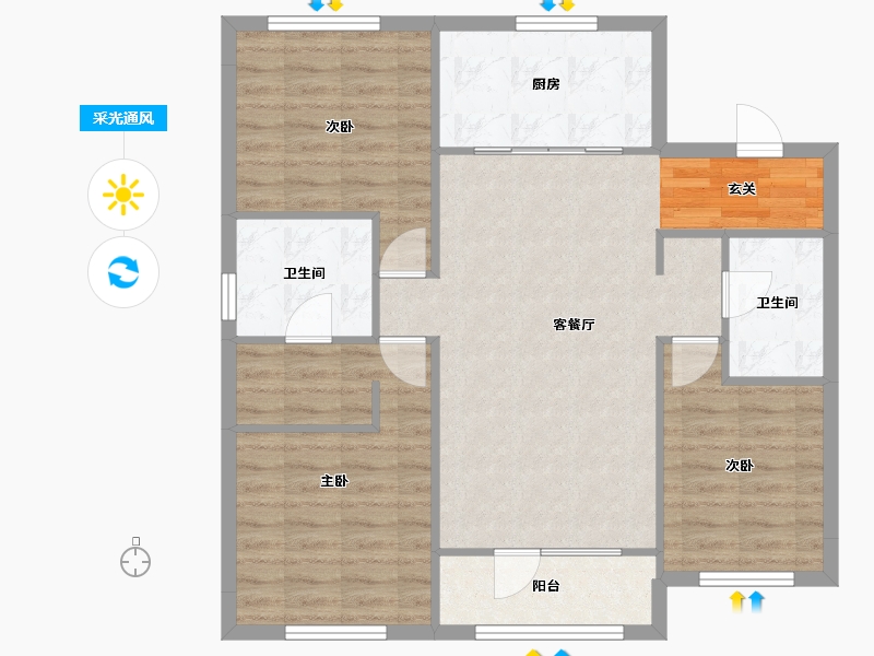 辽宁省-沈阳市-泰盈十里锦城雪莲街（8号，3，G5号楼）116m²-87.55-户型库-采光通风