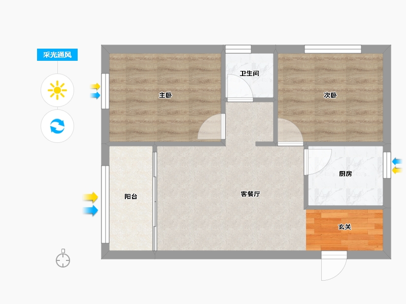 辽宁省-沈阳市-泰盈十里锦城雪莲街107-2号(G02）65m²-48.98-户型库-采光通风