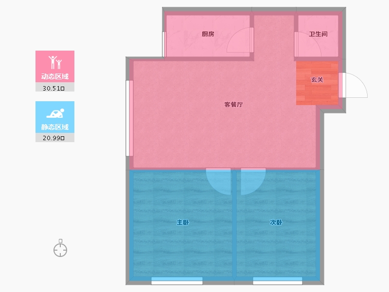 辽宁省-沈阳市-泰盈十里锦城雪莲街109-5号楼70m²-46.75-户型库-动静分区