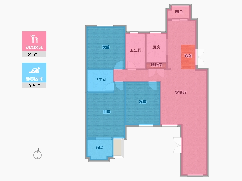 辽宁省-沈阳市-米拉春天红椿东路（D4-1,D5-1,D10,B2,B3）167m²-114.44-户型库-动静分区