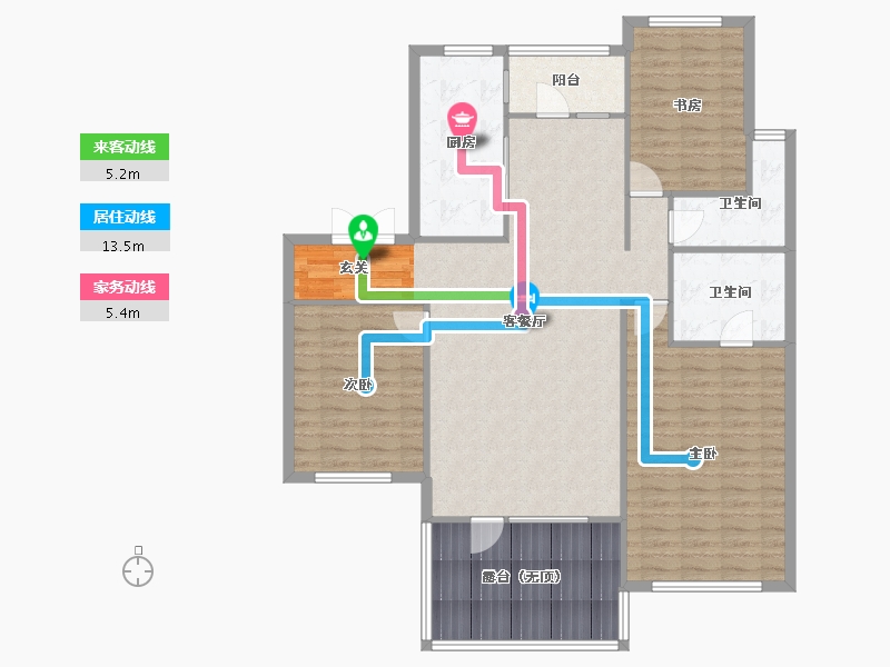 辽宁省-沈阳市-北国奥林匹克花园152.0152m²-127.44-户型库-动静线