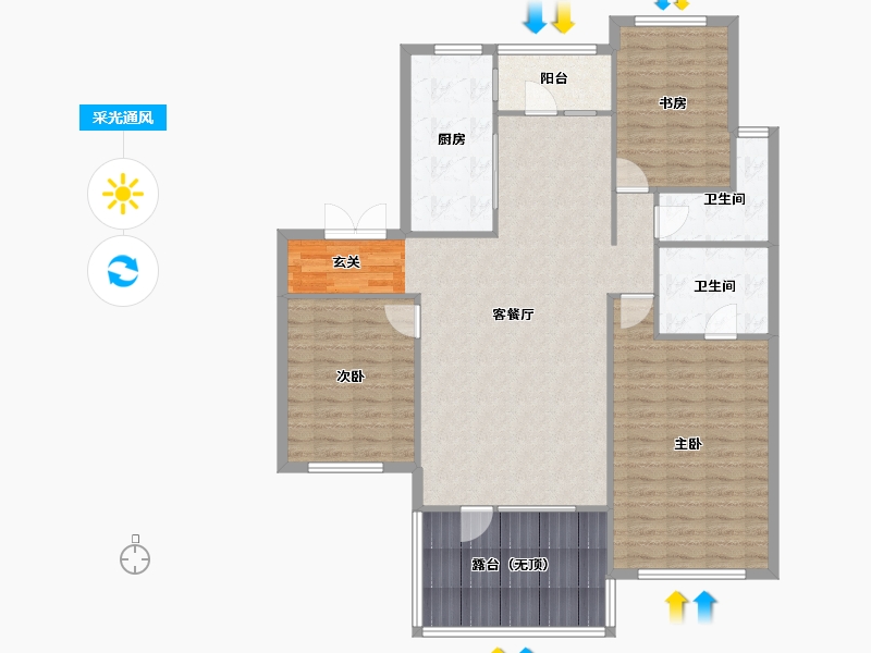 辽宁省-沈阳市-北国奥林匹克花园152.0152m²-127.44-户型库-采光通风