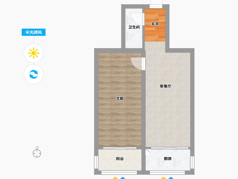 辽宁省-沈阳市-满融首府迎春北街86-35号（35号楼）59m²-45.65-户型库-采光通风