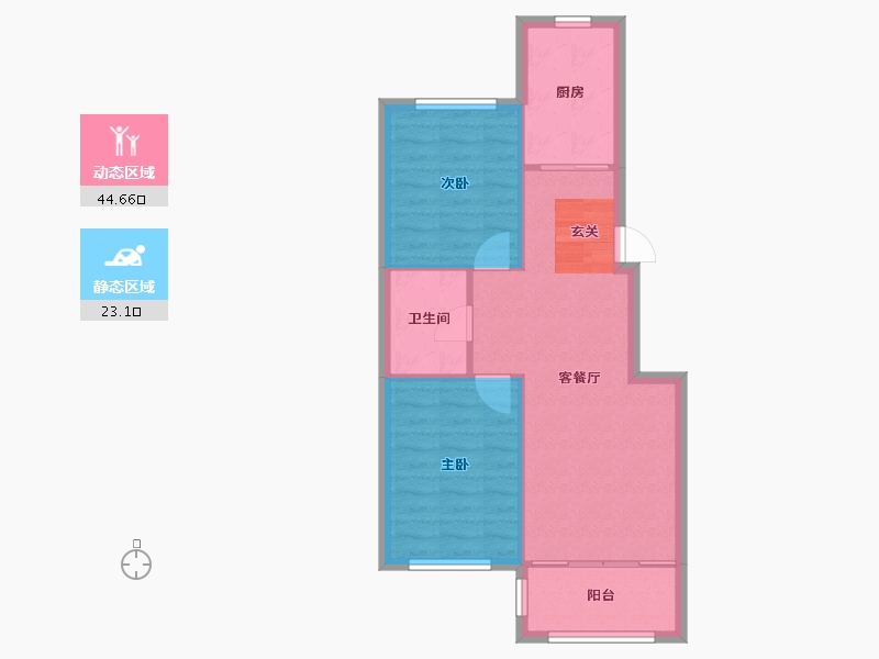 辽宁省-沈阳市-满融首府迎春北街86-37号（37号楼）80m²-61.59-户型库-动静分区