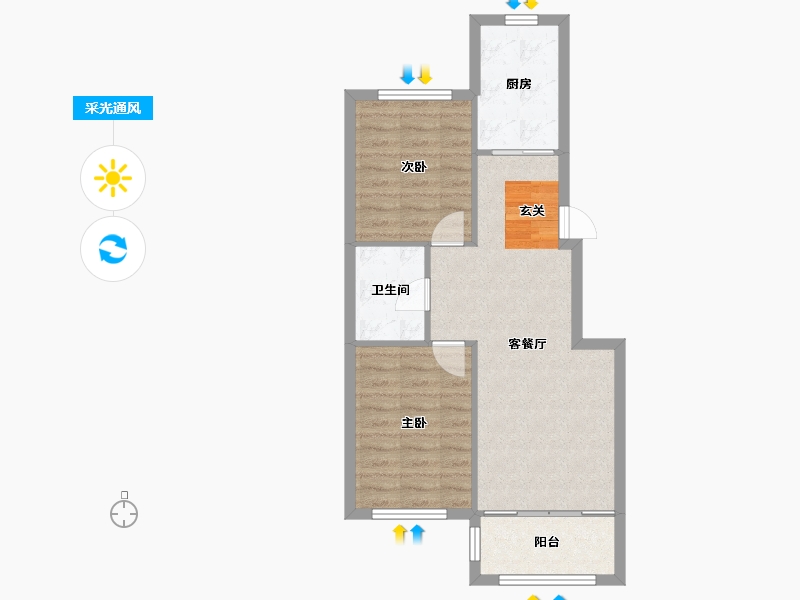 辽宁省-沈阳市-满融首府迎春北街86-37号（37号楼）80m²-61.59-户型库-采光通风