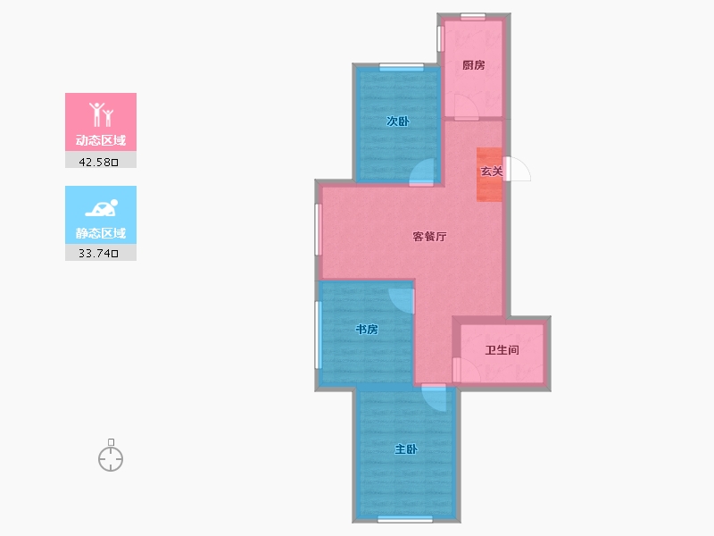 辽宁省-沈阳市-满融首府迎春北街86-35号（35号楼）89m²-67.77-户型库-动静分区