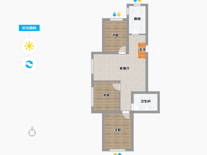 辽宁省-沈阳市-满融首府迎春北街86-35号（35号楼）89m²-67.77-户型库-采光通风