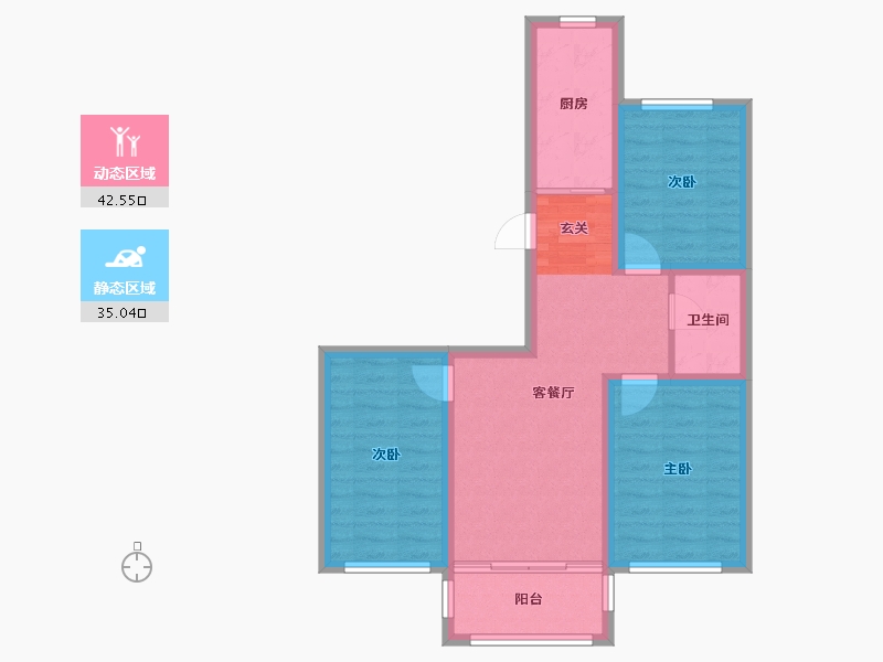 辽宁省-沈阳市-满融首府迎春北街86-37号（37号楼）91m²-68.60-户型库-动静分区