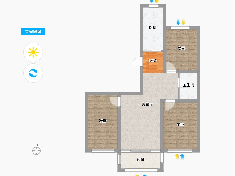 辽宁省-沈阳市-满融首府迎春北街86-37号（37号楼）91m²-68.60-户型库-采光通风