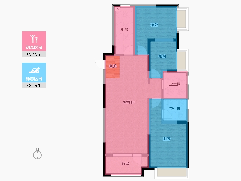 辽宁省-沈阳市-奥园国际城南京南街（103号楼，104号楼）115m²-80.67-户型库-动静分区