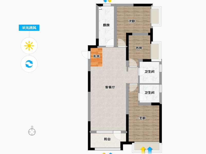 辽宁省-沈阳市-奥园国际城南京南街（103号楼，104号楼）115m²-80.67-户型库-采光通风