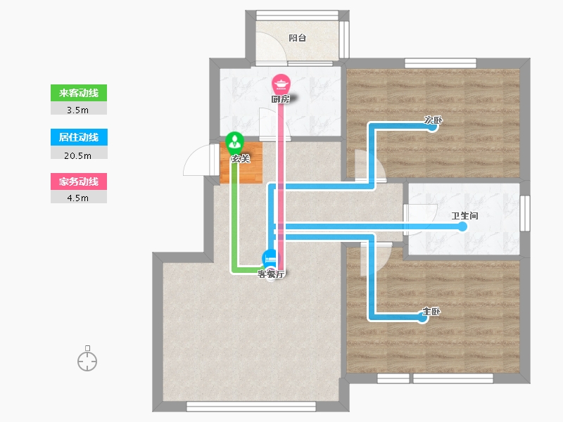 辽宁省-沈阳市-顶盛国际花园南京南街1028-1号（1）80m²-64.56-户型库-动静线