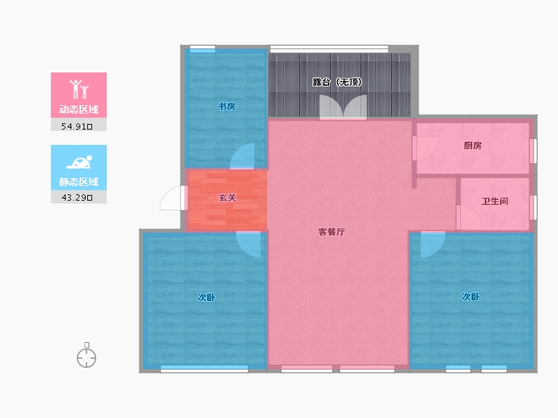 辽宁省-沈阳市-顶盛国际花园南京南街1028-17号（17a）119m²-100.08-户型库-动静分区