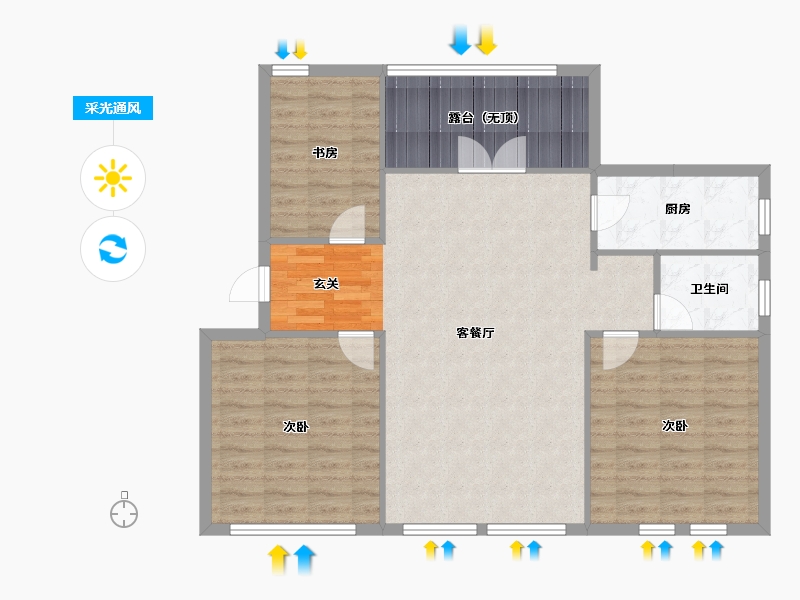 辽宁省-沈阳市-顶盛国际花园南京南街1028-17号（17a）119m²-100.08-户型库-采光通风