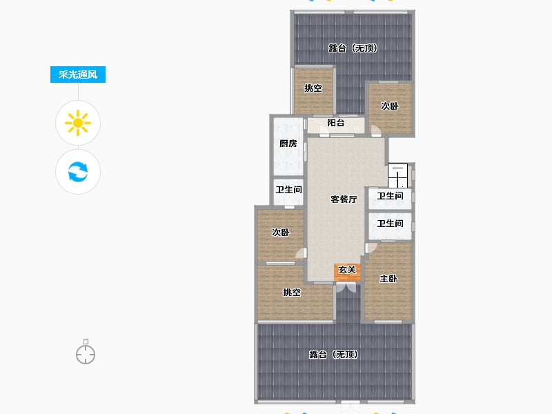 辽宁省-沈阳市-顶盛国际花园南京南街1028-17号（17a）187m²-298.29-户型库-采光通风