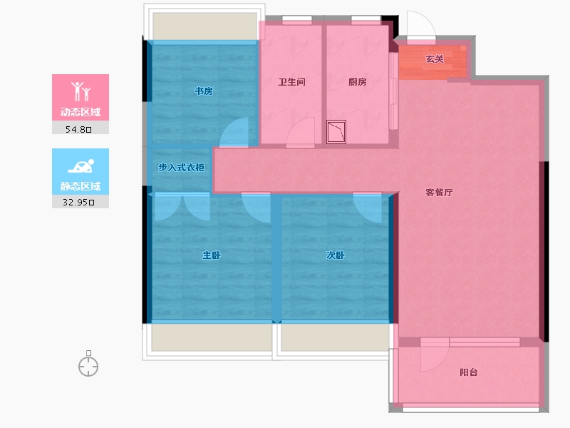 辽宁省-沈阳市-华润置地公元九里98平户型98㎡-78.40-户型库-动静分区