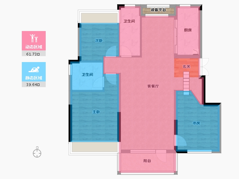 辽宁省-沈阳市-华润置地公元九里115平户型115㎡-92.00-户型库-动静分区