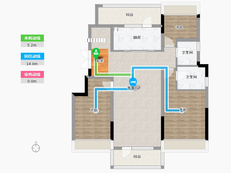 辽宁省-沈阳市-华润置地公元九里125平户型125㎡-100.19-户型库-动静线