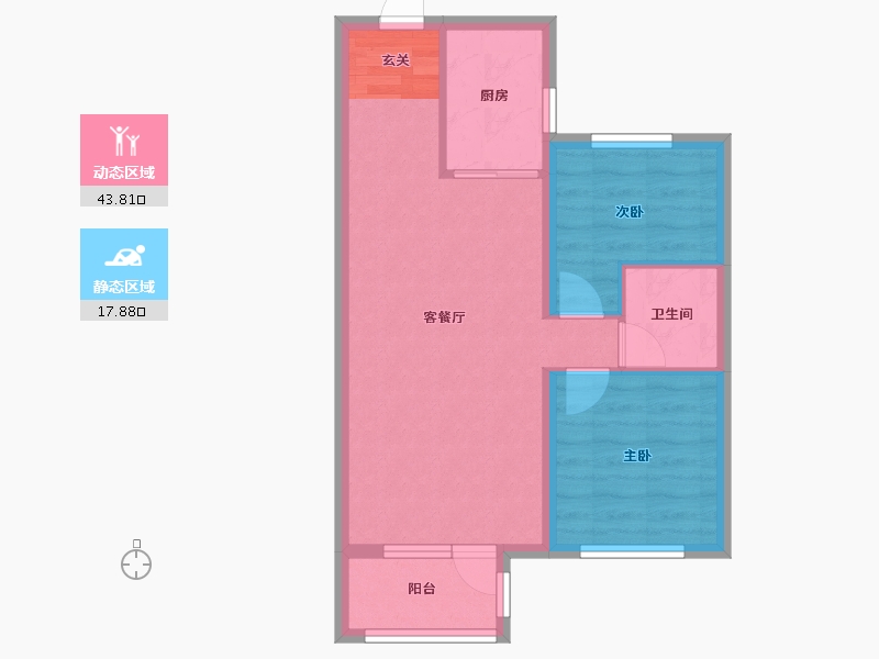 辽宁省-沈阳市-碧桂园凤凰城丁香街216-73号（73号楼）84m²-54.84-户型库-动静分区