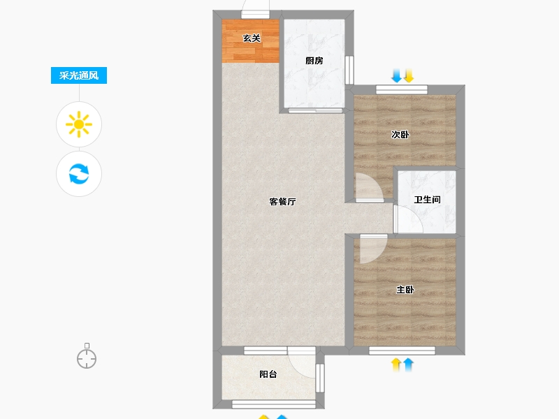 辽宁省-沈阳市-碧桂园凤凰城丁香街216-73号（73号楼）84m²-54.84-户型库-采光通风