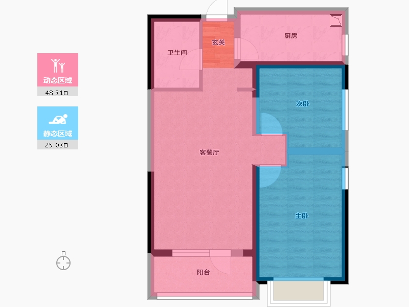 辽宁省-沈阳市-华府丹郡（B11，12号楼，B4，B14）85m²-64.57-户型库-动静分区