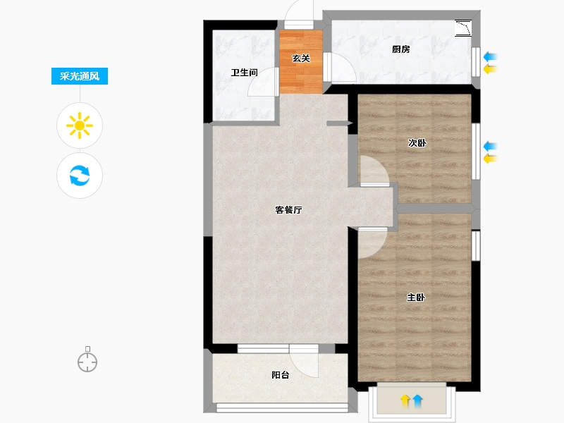 辽宁省-沈阳市-华府丹郡（B11，12号楼，B4，B14）85m²-64.57-户型库-采光通风