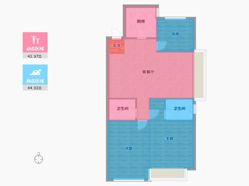 辽宁省-沈阳市-澳海南樾府银杏路（28，29，25，30，27号楼）110m²-81.33-户型库-动静分区