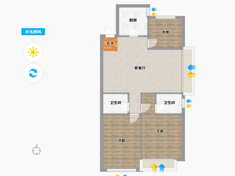 辽宁省-沈阳市-澳海南樾府银杏路（28，29，25，30，27号楼）110m²-81.33-户型库-采光通风