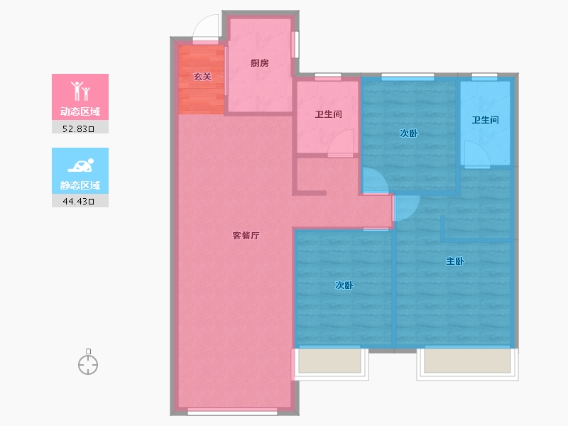 辽宁省-沈阳市-澳海南樾府银杏路（28号楼，30号楼）123m²-88.61-户型库-动静分区