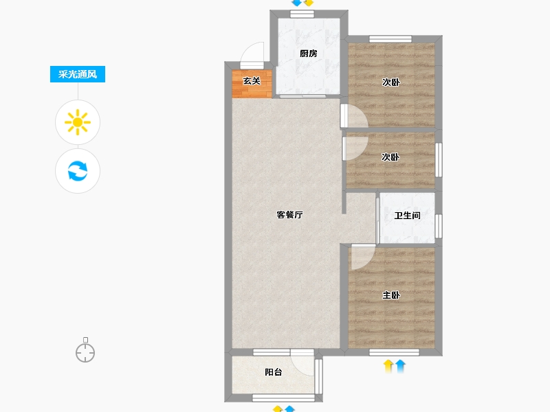 辽宁省-沈阳市-碧桂园凤凰城丁香街216-73号（73号楼）103m²-68.35-户型库-采光通风