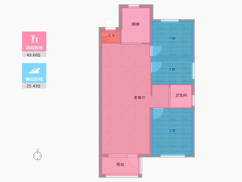 辽宁省-沈阳市-碧桂园凤凰城丁香街（72号楼，70号楼）99m²-67.55-户型库-动静分区