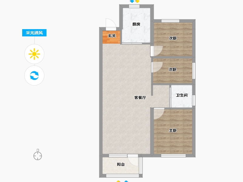 辽宁省-沈阳市-碧桂园凤凰城丁香街（72号楼，70号楼）99m²-67.55-户型库-采光通风