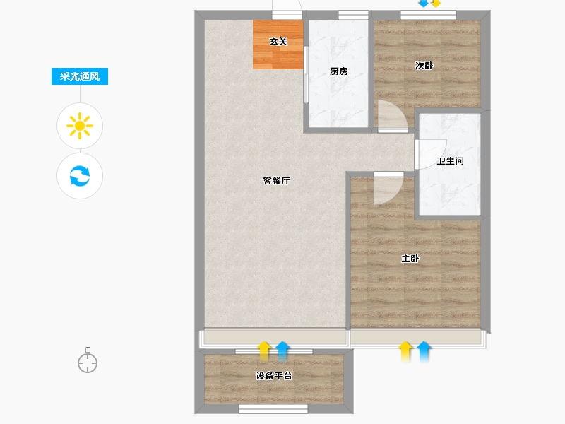 辽宁省-沈阳市-碧桂园凤凰城丁香街216-71号（71号楼）83m²-61.61-户型库-采光通风