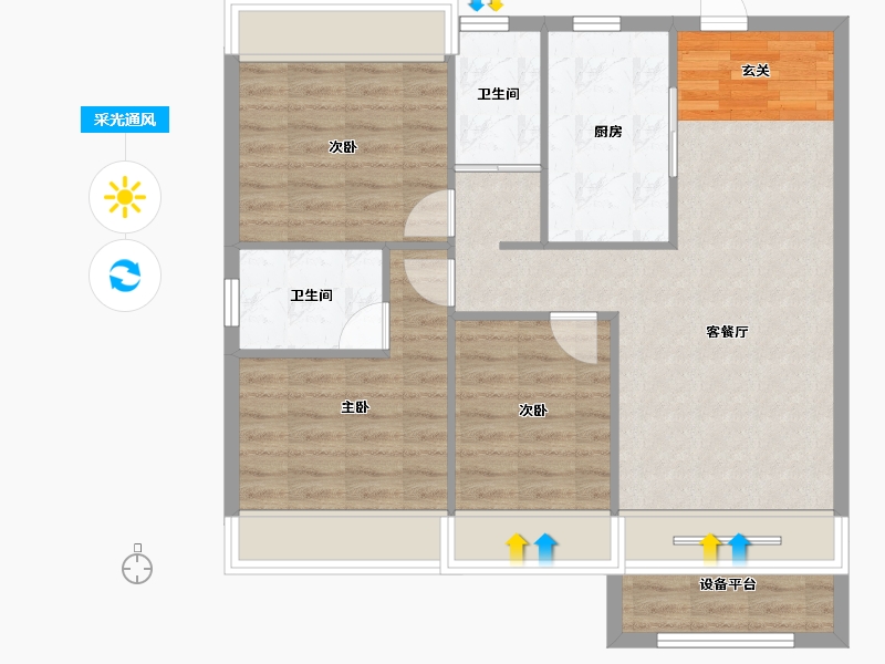 辽宁省-沈阳市-碧桂园凤凰城（66，67，68，69，78，79号楼）114m²-80.13-户型库-采光通风