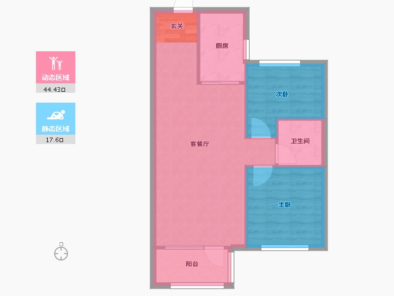 辽宁省-沈阳市-碧桂园凤凰城丁香街（72号楼，70号楼）77m²-56.10-户型库-动静分区