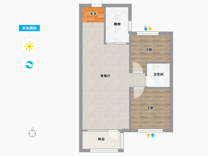 辽宁省-沈阳市-碧桂园凤凰城丁香街（72号楼，70号楼）77m²-56.10-户型库-采光通风