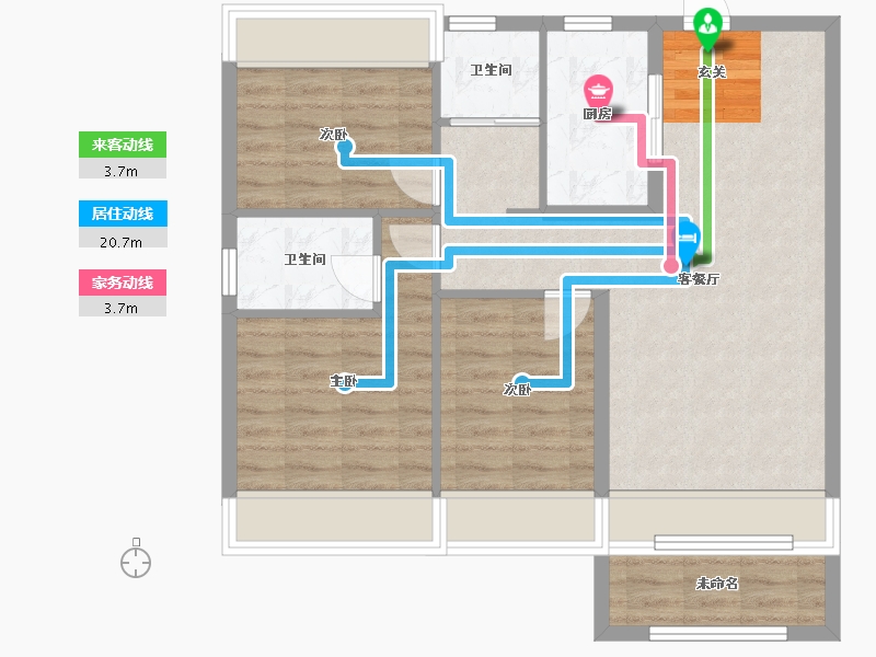 辽宁省-沈阳市-碧桂园凤凰城丁香街216-71号（71号楼）103m²-76.40-户型库-动静线