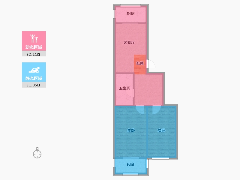 辽宁省-沈阳市-会展壹号南京南街（15号楼，17号楼）70m²-57.52-户型库-动静分区